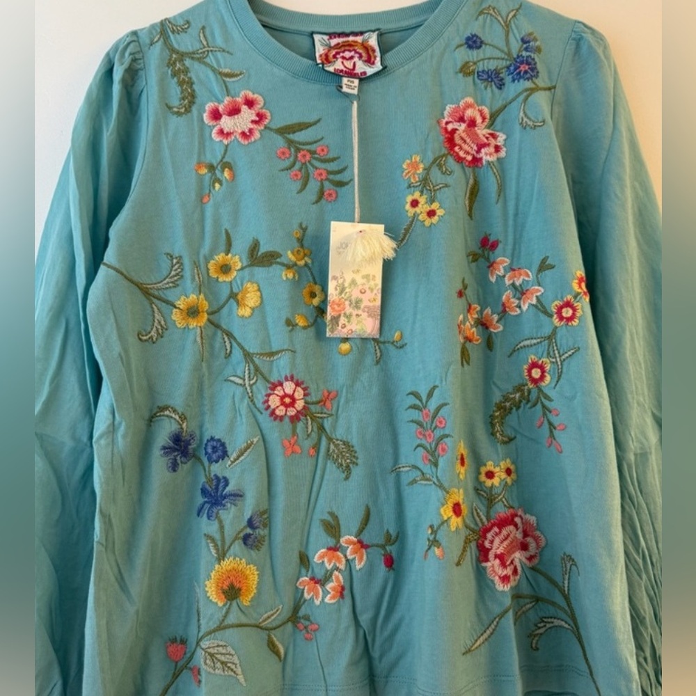 Johnny Was Sophia Mixed Media Long Sleeved Tee. New with tags. - Picture 2 of 6